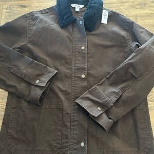 Old Navy Brown Barn Jacket with Black Corduroy Collar